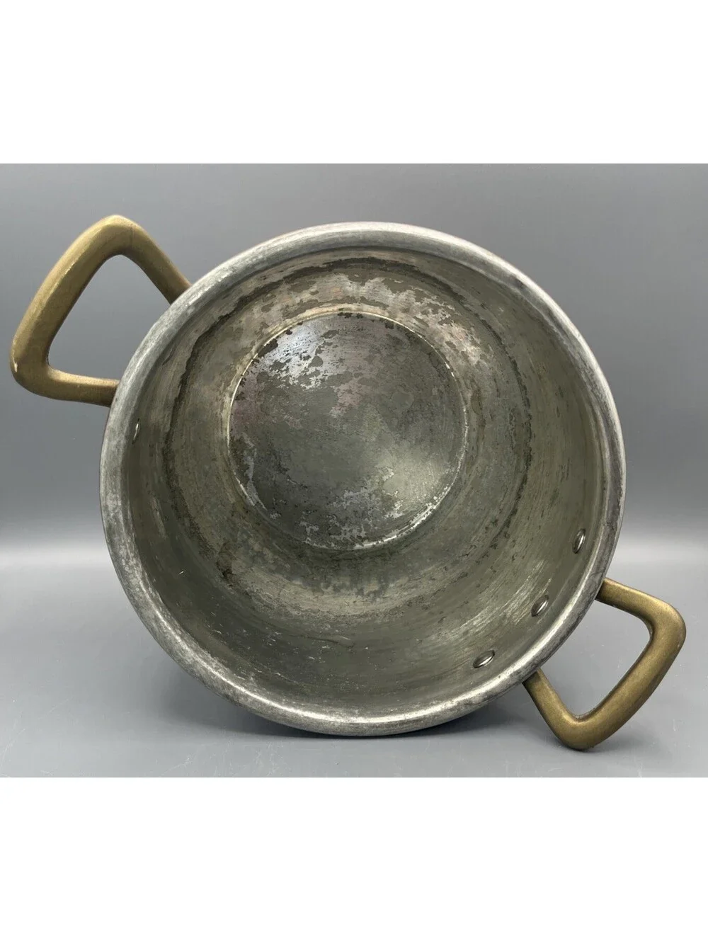 Ruffoni 4.75 Qt Hammered Copper Stockpot Italy Brass Acorn Lid Handles